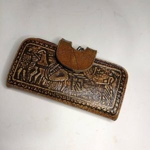 Vintage Japanese Art Brown Wallet. Made in Japan